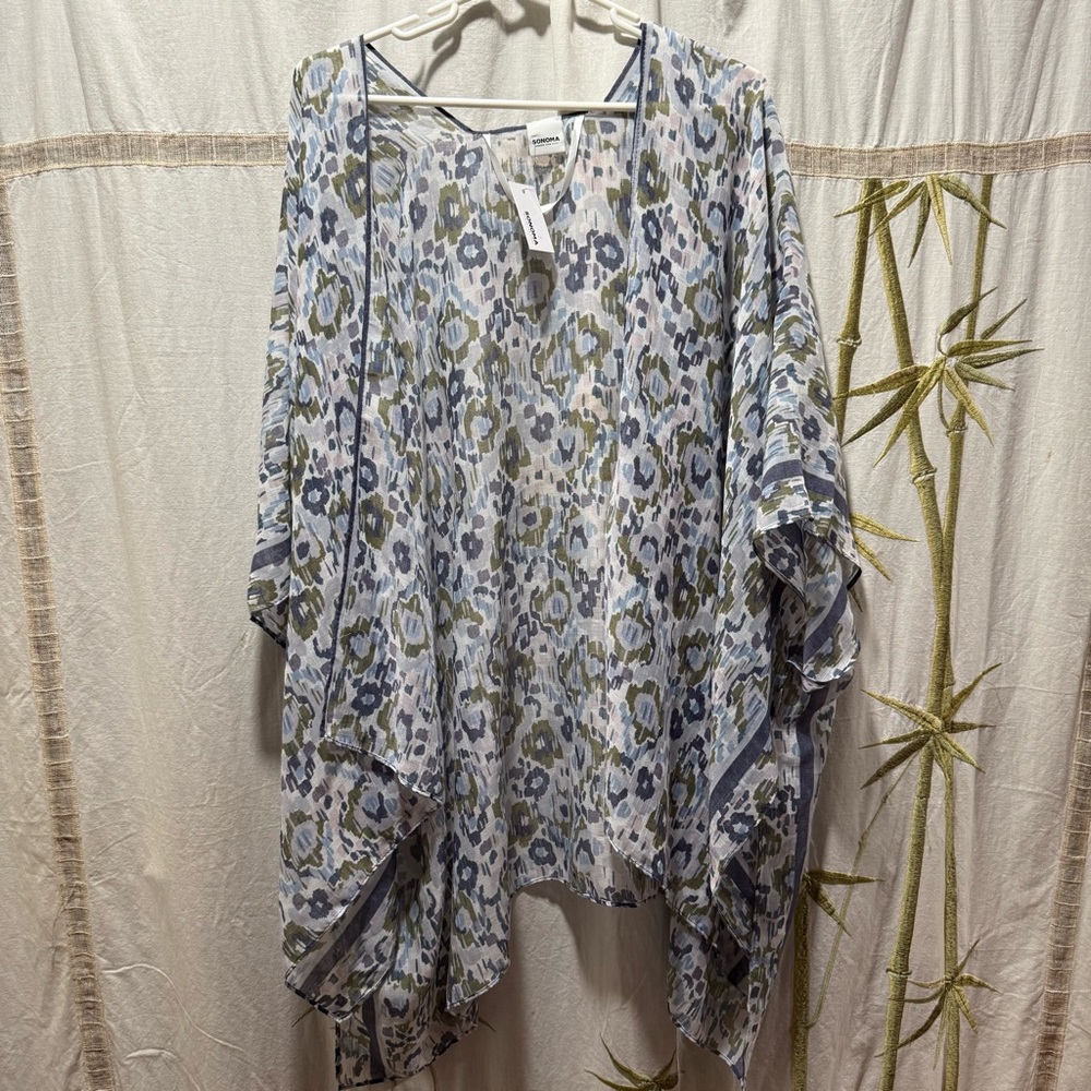 Sonoma Blue and Green Floral open cardigan